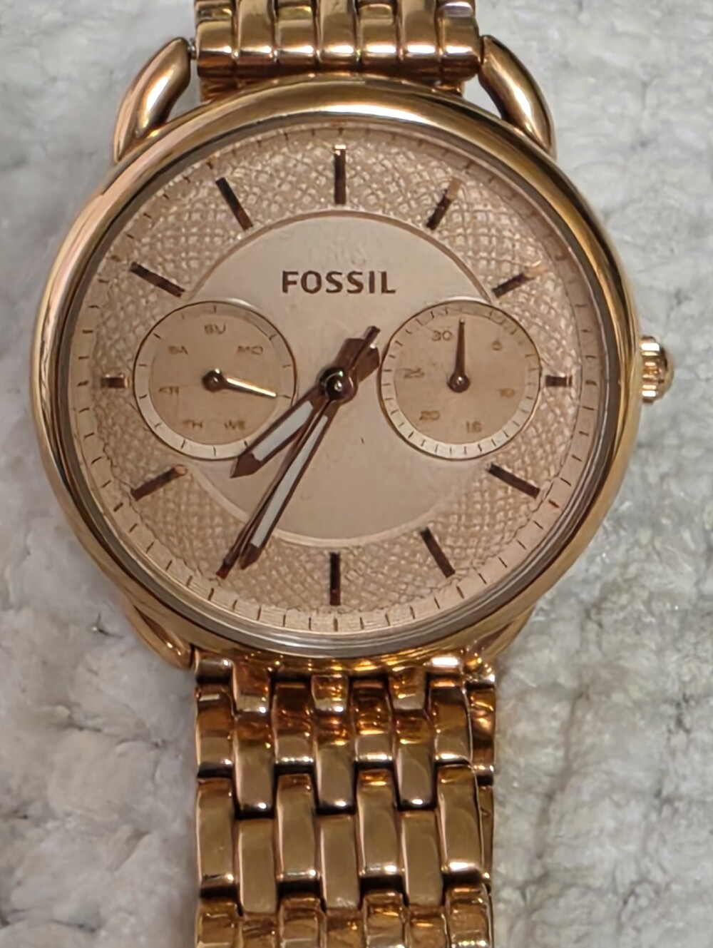 Fossil Rose Gold Tailor Multifunction Steel Watch ES3713
